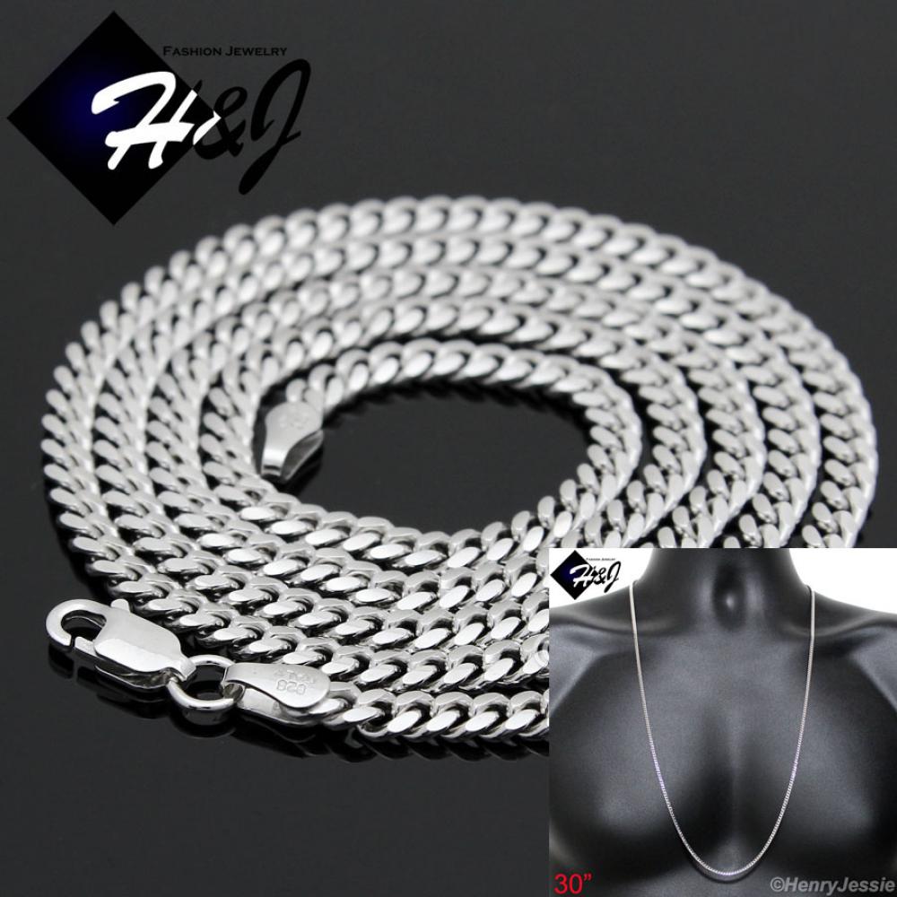 30"MEN WOMEN 925 STERLING SILVER 3.5MM MIAMI CUBAN CURB LINK CHAIN NECKLACE*SN4