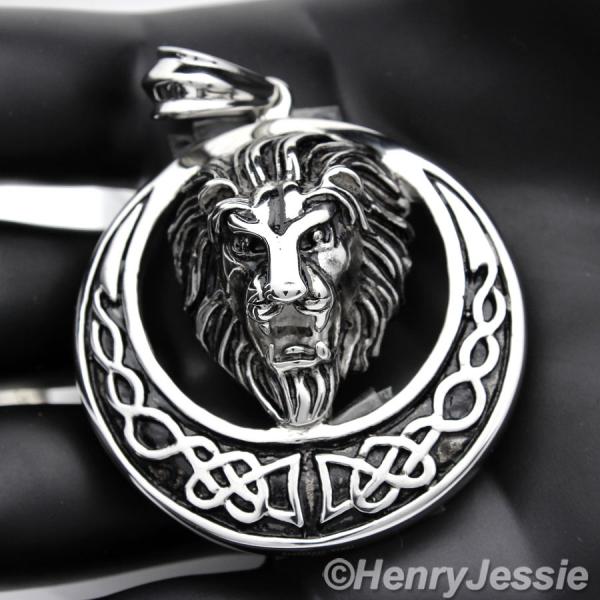 MEN's Stainless Steel Silver HEAVY LION KING FACE 3D Charm Pendant*SP49