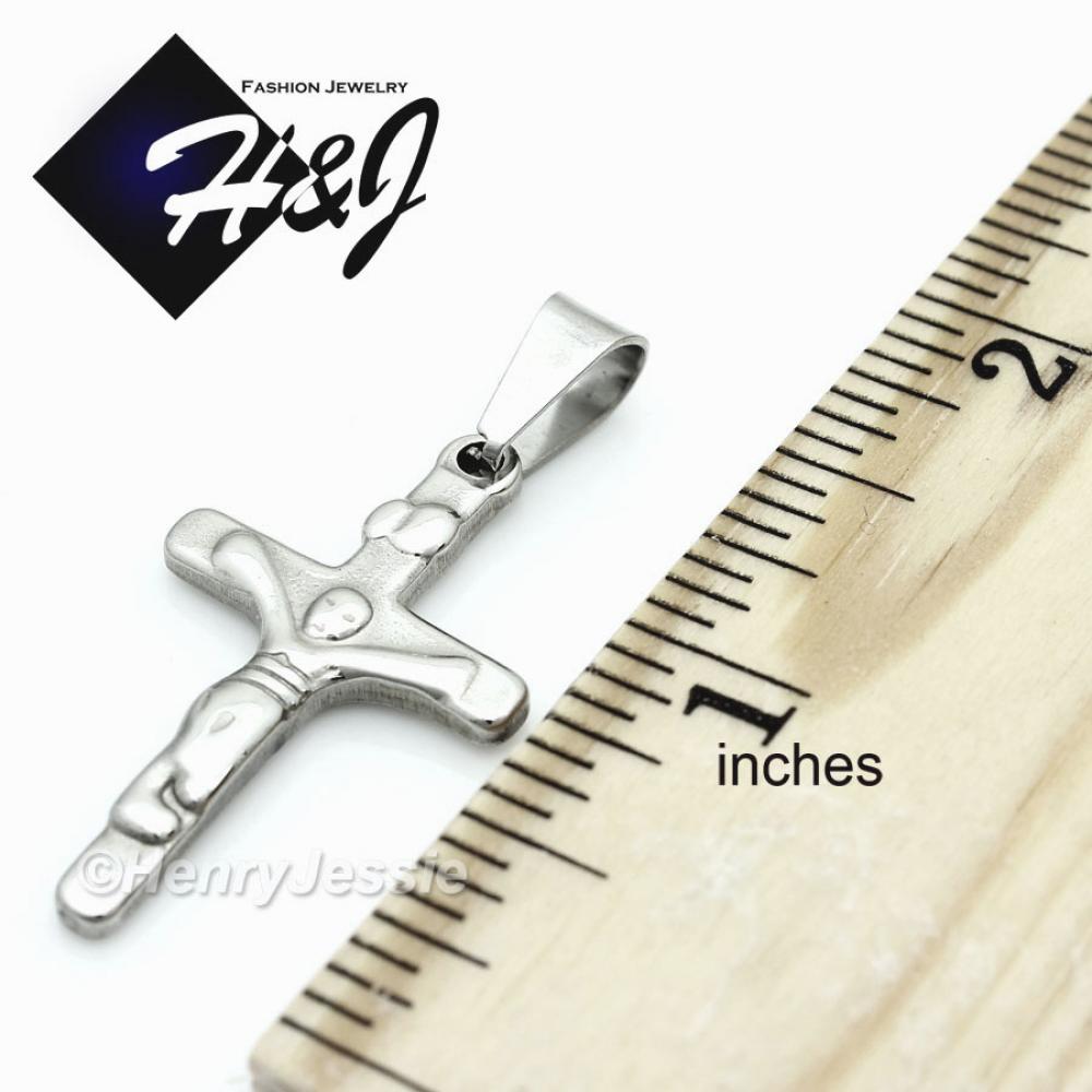 MEN Stainless Steel Small Silver Jesus Christ Cross Crucifix Charm Pendant*J12