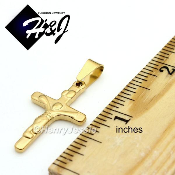 MEN Stainless Steel Small Gold Jesus Christ Cross Crucifix Charm Pendant*GJ12