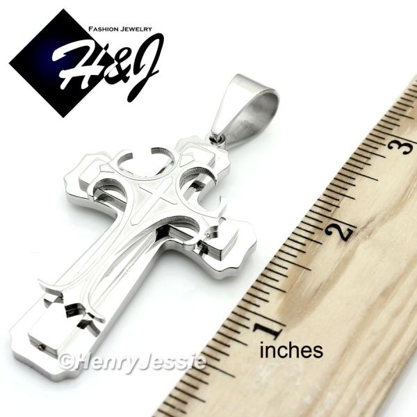 MEN Stainless Steel Silver Cross Charm Pendant*H1