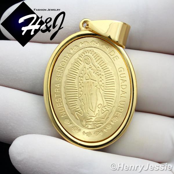 MEN's Stainless Steel Gold Virgin Mary Our Lady Of Guadalupe Charm Pendant*GP26