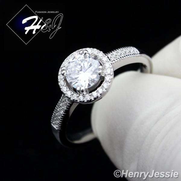 WOMEN 925 STERLING SILVER ICED BLING ROUND CLEAR CZ ENGAGEMENT RING SIZE 6-9*SR15