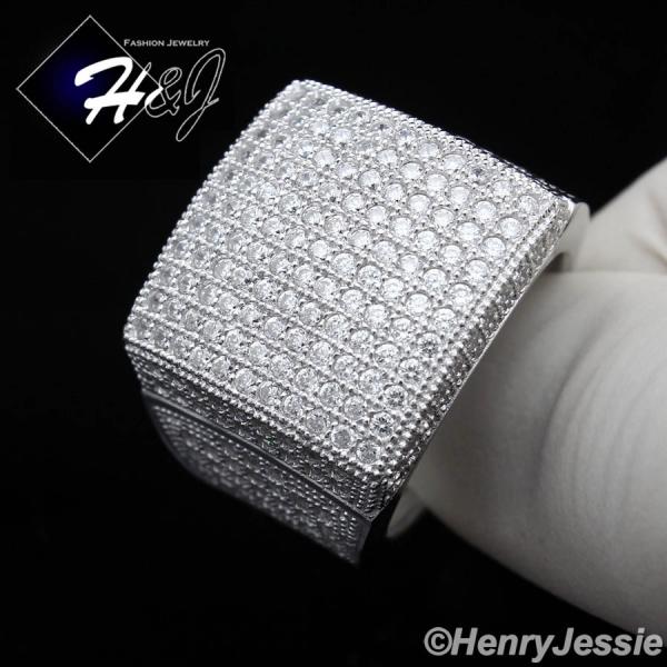 MEN 925 STERLING SILVER FULL LAB DIAMOND ICED BLING RING*SR20