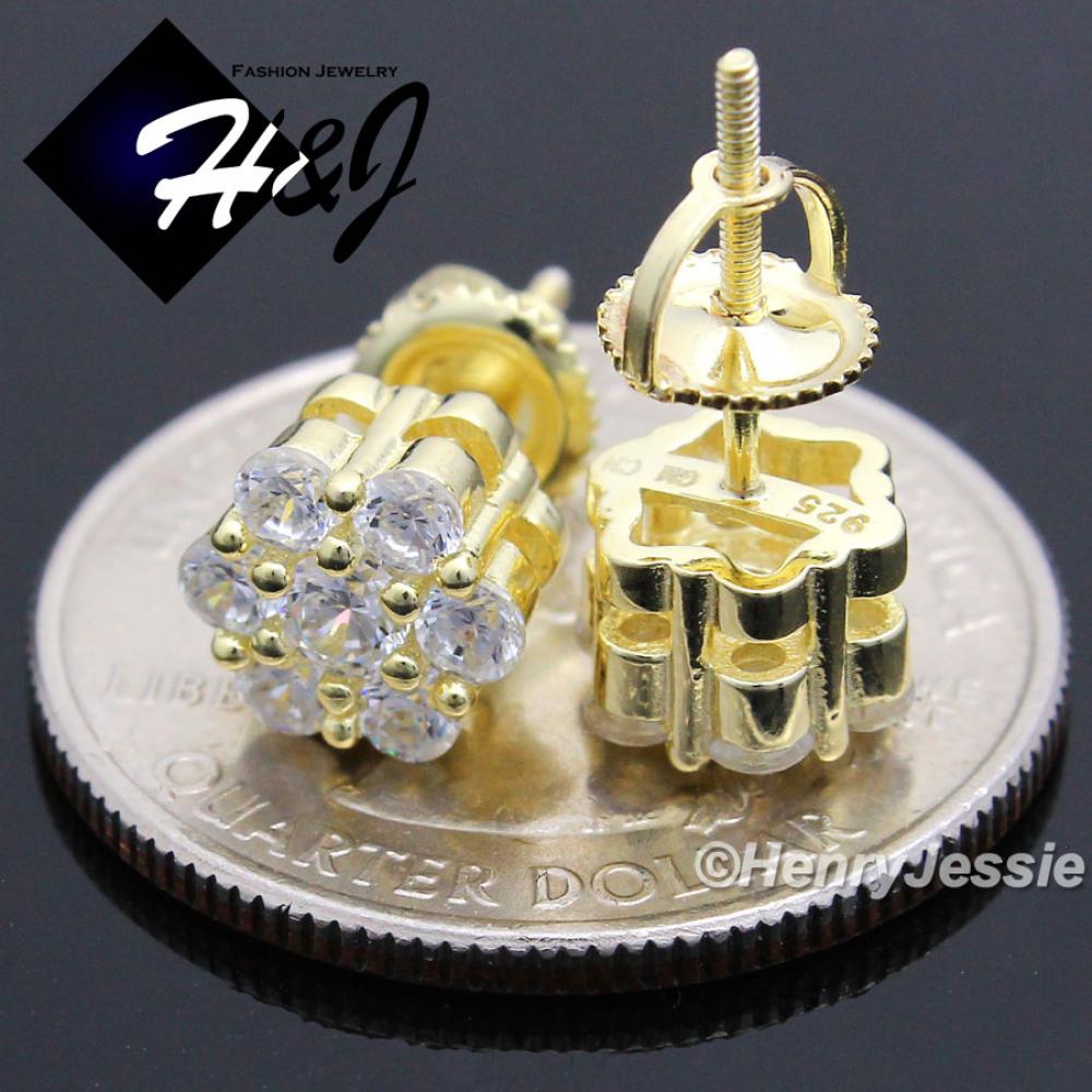 MEN WOMEN 925 STERLING SILVER ROUND 8MM LAB DIAMOND ICED BLING SCREW BACK STUD EARRING*GE68