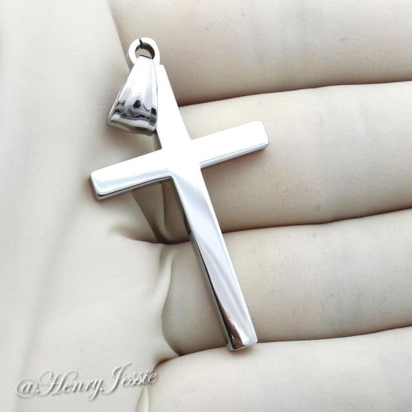 MEN WOMEN Stainless Steel Silver Plain Simple Cross Charm Pendant*P29