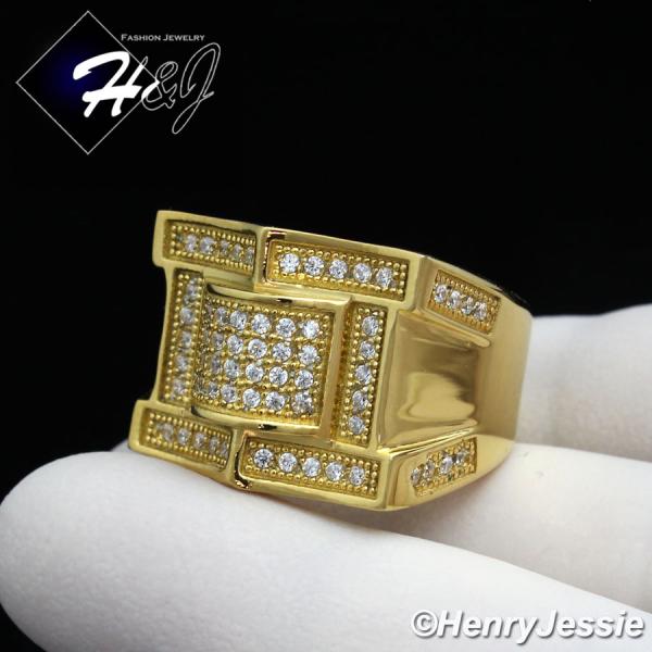 MEN's Gold Over Stainless Steel 2.22 Carat CZ Iced Bling Ring Size 7-12*GR30