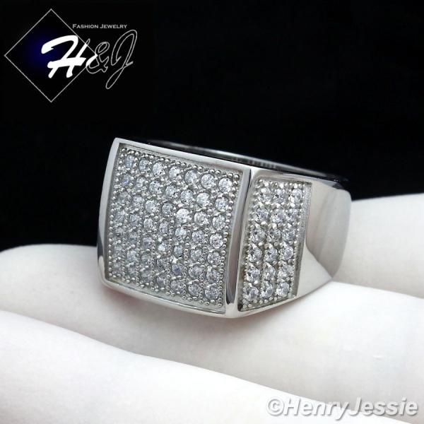 MEN's Stainless Steel Silver 2.55 Carat CZ Iced Bling Ring Size 7-12*R56