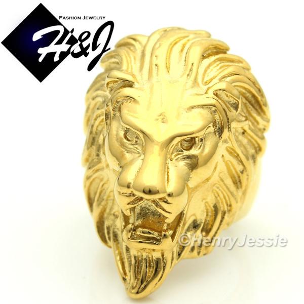 MEN's Stainless Steel Gold Lion King Face Ring Size 8-14*GR74