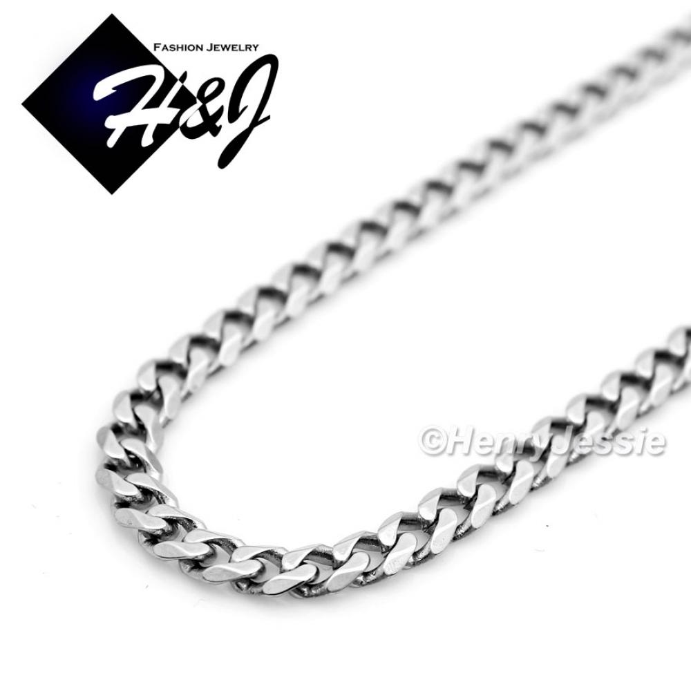 16-36"MEN WOMEN Stainless Steel 3mm Silver Miami Cuban Curb Link Chain Necklace