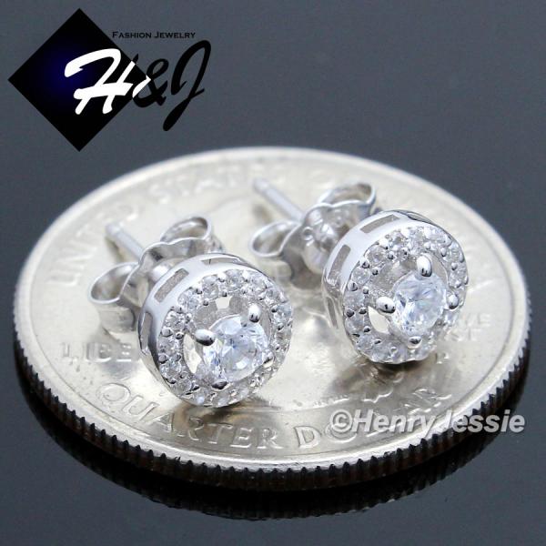 MEN WOMEN 925 STERLING SILVER 7MM LAB DIAMOND BLING ROUND STUD EARRING*SE107