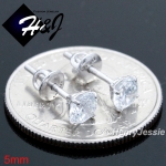 925 STERLING SILVER 4/5/6/7/8/9MM CLEAR ROUND CUT CZ SCREW BACK STUD EARRING*E88