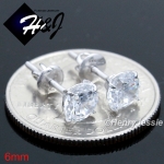 925 STERLING SILVER 4/5/6/7/8/9MM CLEAR ROUND CUT CZ SCREW BACK STUD EARRING*E88