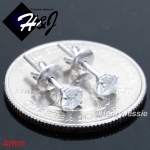 925 STERLING SILVER 4/5/6/7/8/9MM CLEAR ROUND CUT CZ SCREW BACK STUD EARRING*E88