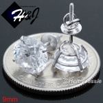 925 STERLING SILVER 4/5/6/7/8/9MM CLEAR ROUND CUT CZ SCREW BACK STUD EARRING*E88