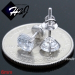 925 STERLING SILVER 4/5/6/7/8/9MM CLEAR ROUND CUT CZ SCREW BACK STUD EARRING*E88