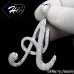 MEN 925 STERLING SILVER LAB DIAMOND ICED OUT BLING 26 INITIAL LETTERS CHARM PENDANT*SP141