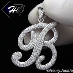 MEN 925 STERLING SILVER LAB DIAMOND ICED OUT BLING 26 INITIAL LETTERS CHARM PENDANT*SP141