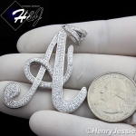 MEN 925 STERLING SILVER LAB DIAMOND ICED OUT BLING 26 INITIAL LETTERS CHARM PENDANT*SP141