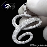 MEN 925 STERLING SILVER LAB DIAMOND ICED OUT BLING 26 INITIAL LETTERS CHARM PENDANT*SP141