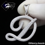 MEN 925 STERLING SILVER LAB DIAMOND ICED OUT BLING 26 INITIAL LETTERS CHARM PENDANT*SP141