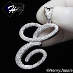 MEN 925 STERLING SILVER LAB DIAMOND ICED OUT BLING 26 INITIAL LETTERS CHARM PENDANT*SP141