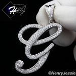 MEN 925 STERLING SILVER LAB DIAMOND ICED OUT BLING 26 INITIAL LETTERS CHARM PENDANT*SP141