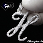 MEN 925 STERLING SILVER LAB DIAMOND ICED OUT BLING 26 INITIAL LETTERS CHARM PENDANT*SP141