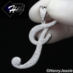 MEN 925 STERLING SILVER LAB DIAMOND ICED OUT BLING 26 INITIAL LETTERS CHARM PENDANT*SP141