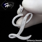 MEN 925 STERLING SILVER LAB DIAMOND ICED OUT BLING 26 INITIAL LETTERS CHARM PENDANT*SP141