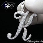 MEN 925 STERLING SILVER LAB DIAMOND ICED OUT BLING 26 INITIAL LETTERS CHARM PENDANT*SP141