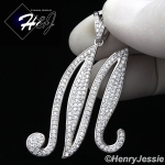 MEN 925 STERLING SILVER LAB DIAMOND ICED OUT BLING 26 INITIAL LETTERS CHARM PENDANT*SP141