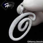 MEN 925 STERLING SILVER LAB DIAMOND ICED OUT BLING 26 INITIAL LETTERS CHARM PENDANT*SP141