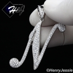 MEN 925 STERLING SILVER LAB DIAMOND ICED OUT BLING 26 INITIAL LETTERS CHARM PENDANT*SP141