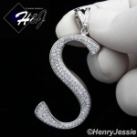 MEN 925 STERLING SILVER LAB DIAMOND ICED OUT BLING 26 INITIAL LETTERS CHARM PENDANT*SP141