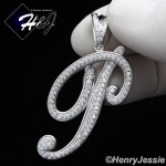 MEN 925 STERLING SILVER LAB DIAMOND ICED OUT BLING 26 INITIAL LETTERS CHARM PENDANT*SP141