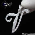 MEN 925 STERLING SILVER LAB DIAMOND ICED OUT BLING 26 INITIAL LETTERS CHARM PENDANT*SP141