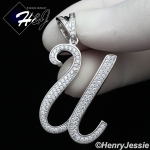 MEN 925 STERLING SILVER LAB DIAMOND ICED OUT BLING 26 INITIAL LETTERS CHARM PENDANT*SP141