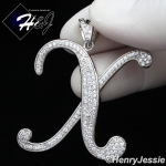 MEN 925 STERLING SILVER LAB DIAMOND ICED OUT BLING 26 INITIAL LETTERS CHARM PENDANT*SP141