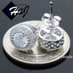MEN WOMEN 925 STERLING SILVER 9MM LAB DIAMOND ICED BLING ROUND STUD EARRING*E80