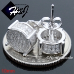 MEN 925 STERLING SILVER 10MM LAB DIAMOND ICED BLING ROUND STUD EARRING*E82