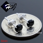 925 STERLING SILVER 4/5/6/7/8/9MM BLACK ROUND CUT CZ SCREW BACK STUD EARRING*BE88