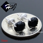 925 STERLING SILVER 4/5/6/7/8/9MM BLACK ROUND CUT CZ SCREW BACK STUD EARRING*BE88