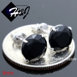 925 STERLING SILVER 4/5/6/7/8/9MM BLACK ROUND CUT CZ SCREW BACK STUD EARRING*BE88