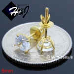 925 STERLING SILVER 4/5/6/7/8/9MM CLEAR ROUND CZ SCREW BACK GOLD STUD EARRING*GE88