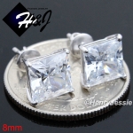925 STERLING SILVER 4/5/6/7/8MM SQUARE CLEAR CUT CZ SCREW BACK STUD EARRING*SE93