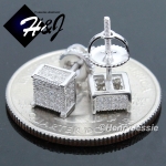 925 STERLING SILVER 5MM SILVER/GOLD/BLACK SQUARE SCREW BACK 3D STUD EARRING*E96