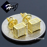 925 STERLING SILVER 5MM SILVER/GOLD/BLACK SQUARE SCREW BACK 3D STUD EARRING*E96