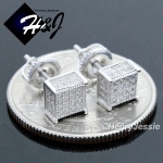 925 STERLING SILVER 5MM SILVER/GOLD/BLACK SQUARE SCREW BACK 3D STUD EARRING*E96