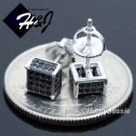 925 STERLING SILVER 5MM SILVER/GOLD/BLACK SQUARE SCREW BACK 3D STUD EARRING*E96